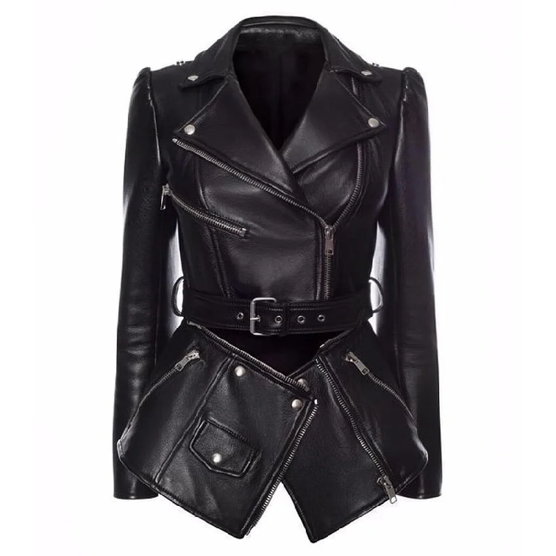 Express your style with fashionable women’s clothing Cut - out women's leather - look jacket for an edgy appearanceWomen Jacket Faux Leather Jacket Lower Edge Detachable Express your style with fashionable women’s clothing Cut - out women's leather - look jacket for an edgy appearanceWomen Jacket Faux Leather Jacket Lower Edge Detachable